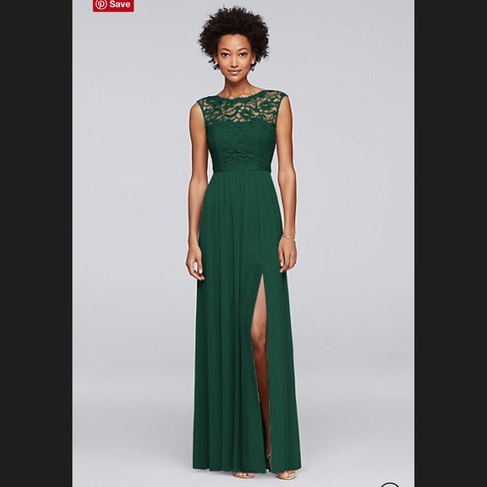 Long Bridesmaid Dress with Lace Bodice